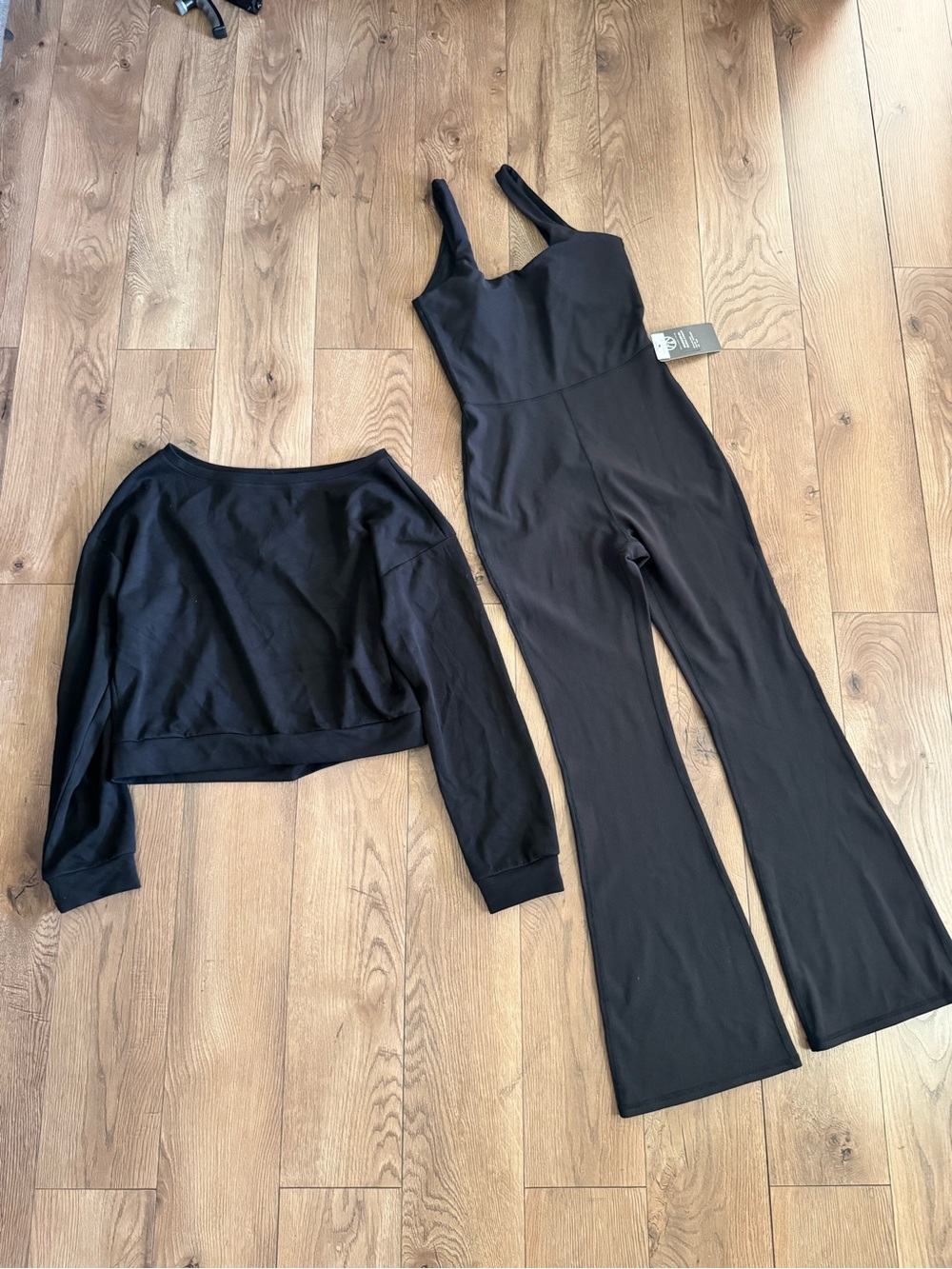 Black Slim-Fit Jumpsuit with Cropped Top - Women's